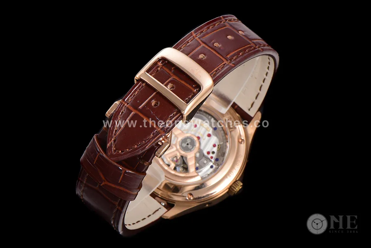 Master Calendar Silver Dial in Rose Gold on Brown Leather Strap