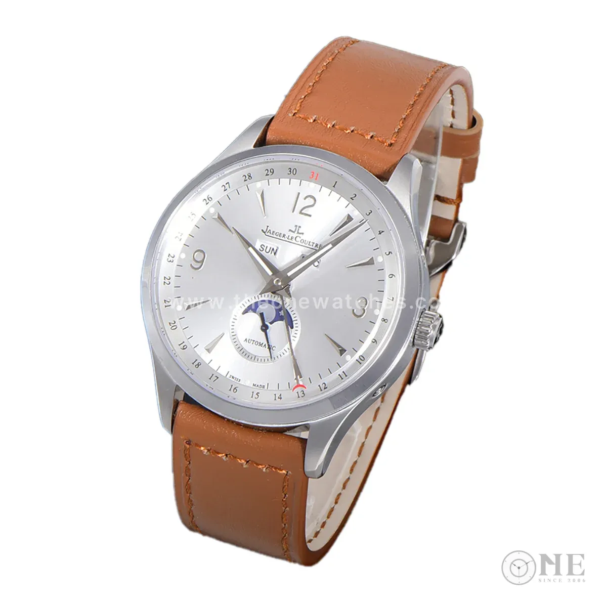 Master Calendar Silver Dial in Steel on Brown Leather Strap