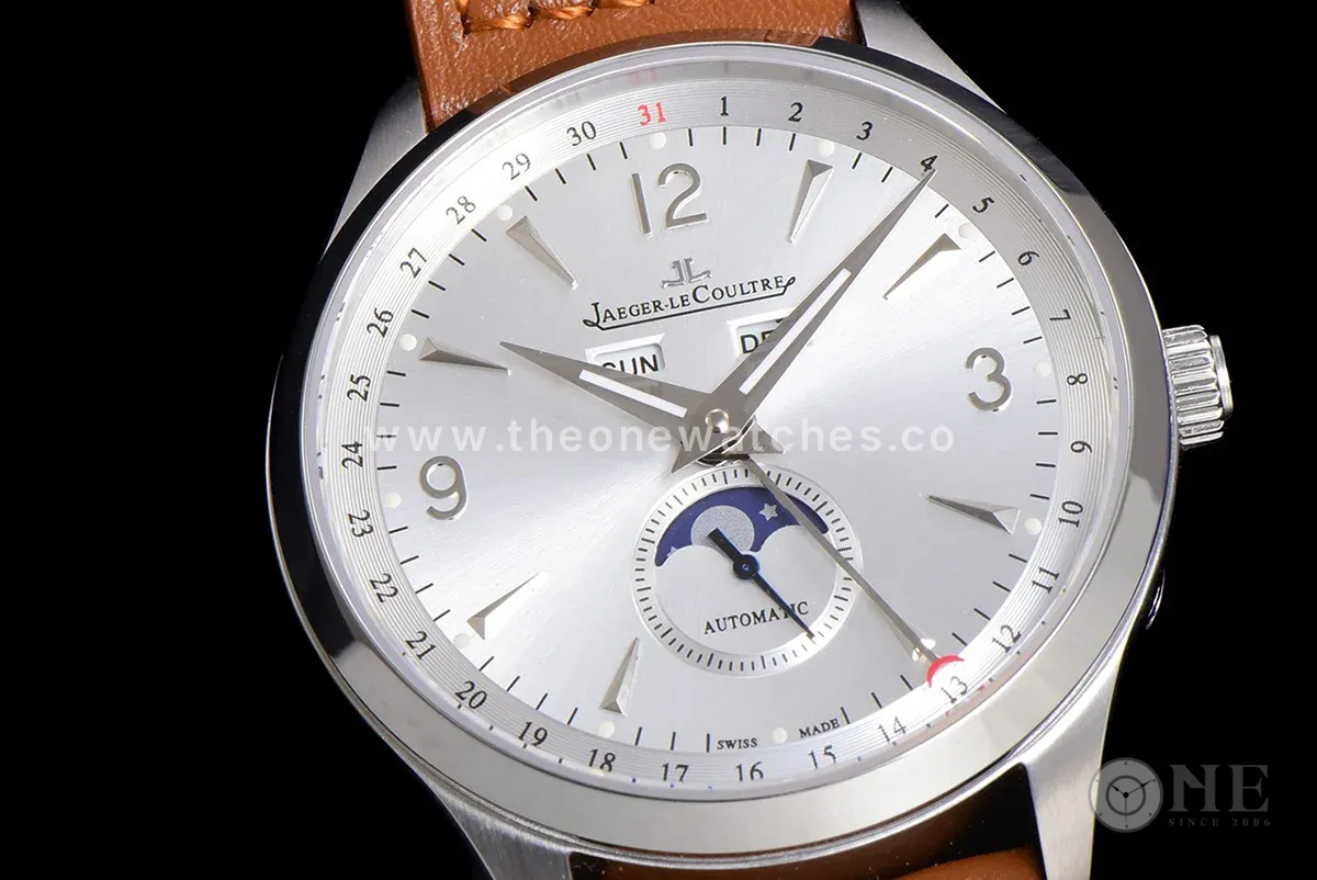 Master Calendar Silver Dial in Steel on Brown Leather Strap