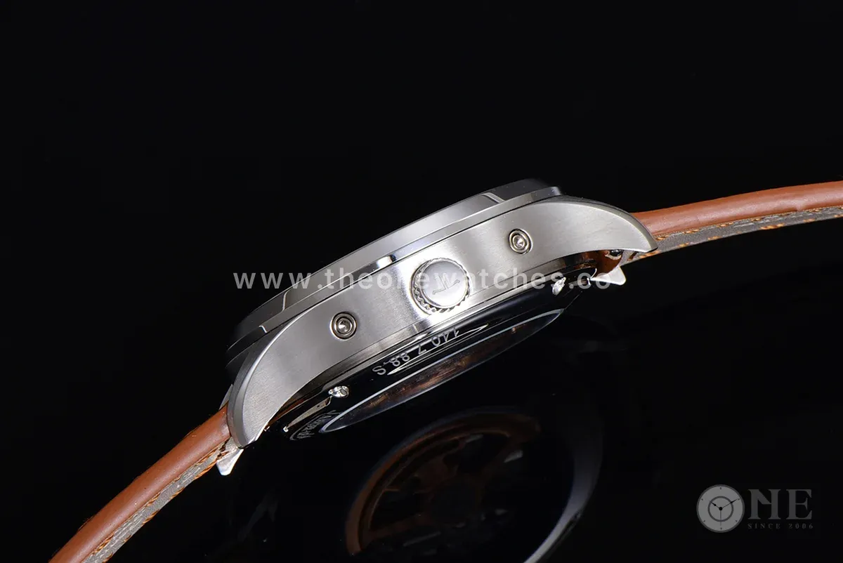 Master Calendar Silver Dial in Steel on Brown Leather Strap