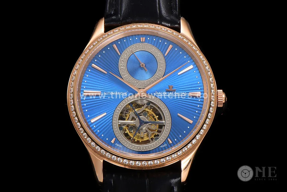 Master Ultra Thin Tourbillon Blue Dial with Diamond Bezel in Rose Gold