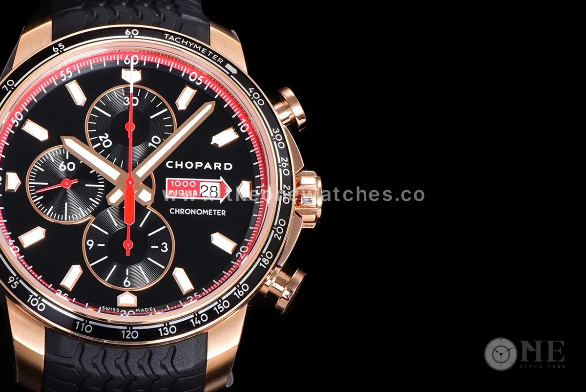 Mille Miglia GTS Chrono Black Dial in Rose Gold