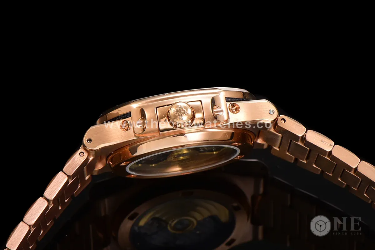 Nautilus 5740 White Dial with Diamond Bezel in Rose Gold