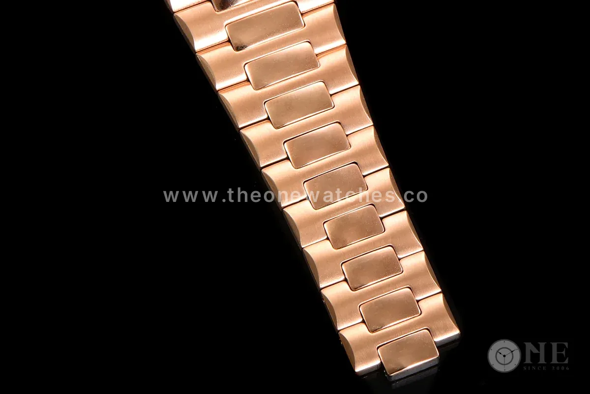 Nautilus 5740 White Dial with Diamond Bezel in Rose Gold