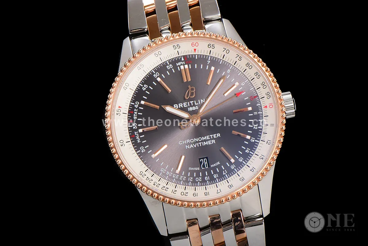 Navitimer Automatic 41 Grey Dial in Steel/Rose Gold on Bracelet
