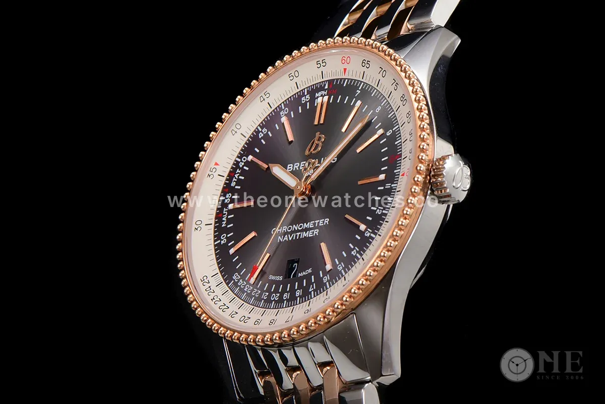 Navitimer Automatic 41 Grey Dial in Steel/Rose Gold on Bracelet