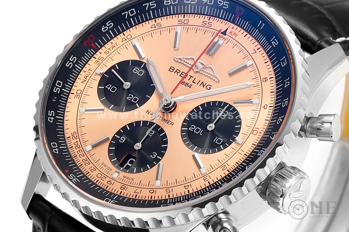 Navitimer B01 Chronograph 43 Copper Dial in Steel on Leather Strap Ref. AB0138241K1P1