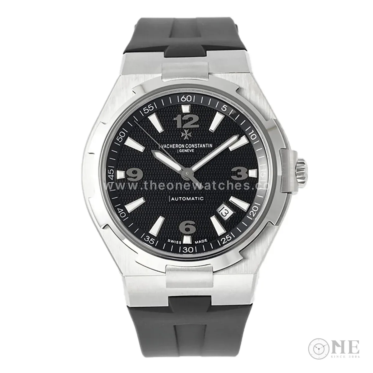 Overseas Automatic 47040 Black Dial in Steel on Rubber Strap