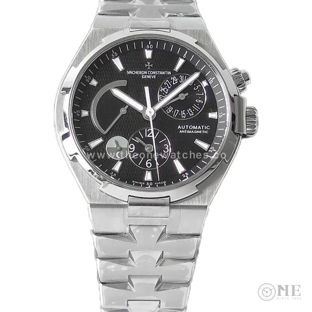 Overseas Dual Time Black Dial in Steel