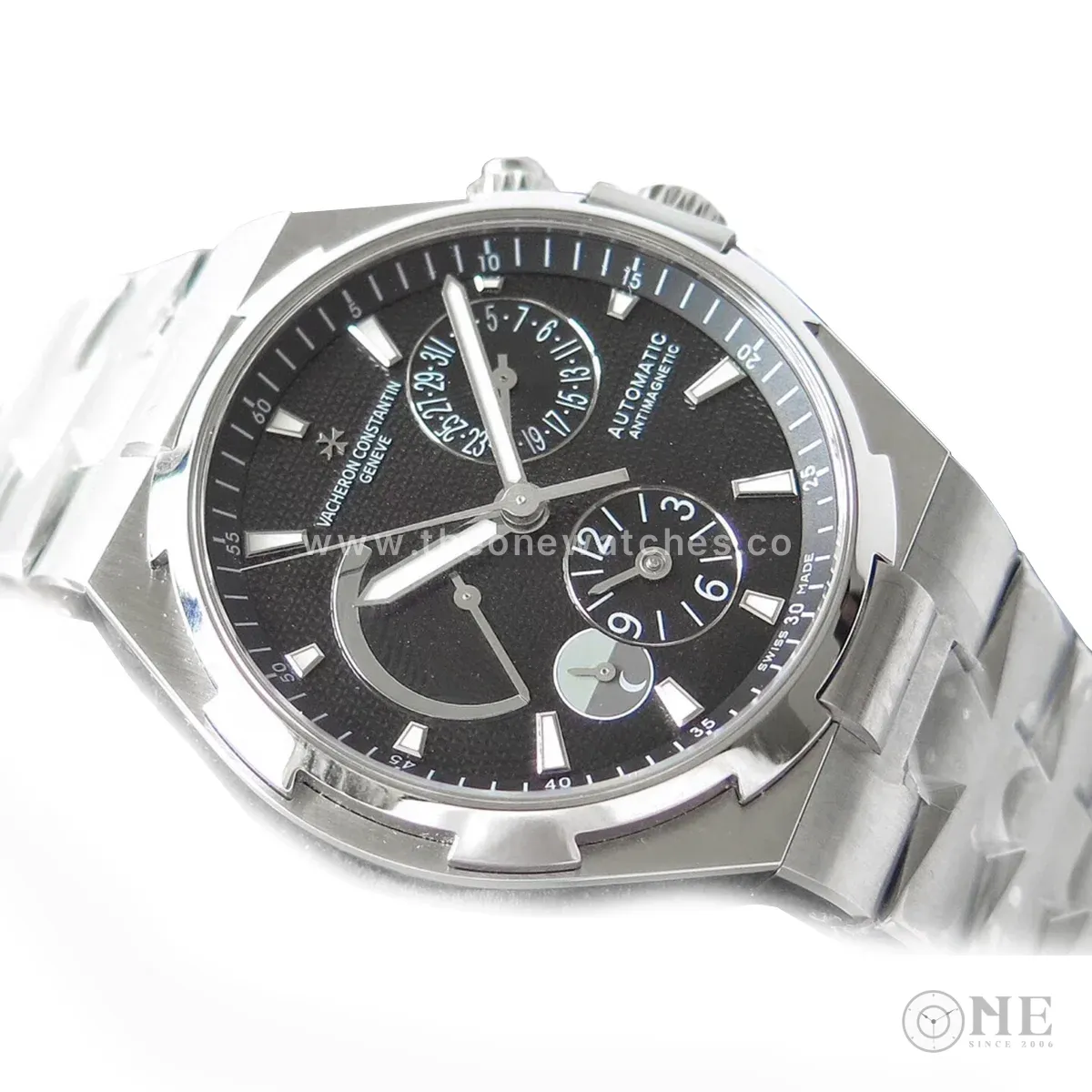 Overseas Dual Time Black Dial in Steel