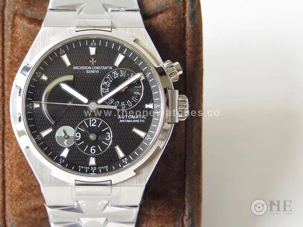 Overseas Dual Time Black Dial in Steel