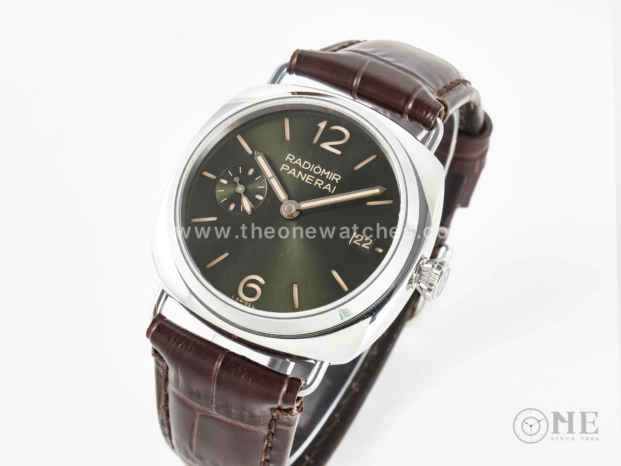 PAM1386 Radiomir 40mm TTF 1:1 Best Edition Green Dial on Brown Leather Strap P900