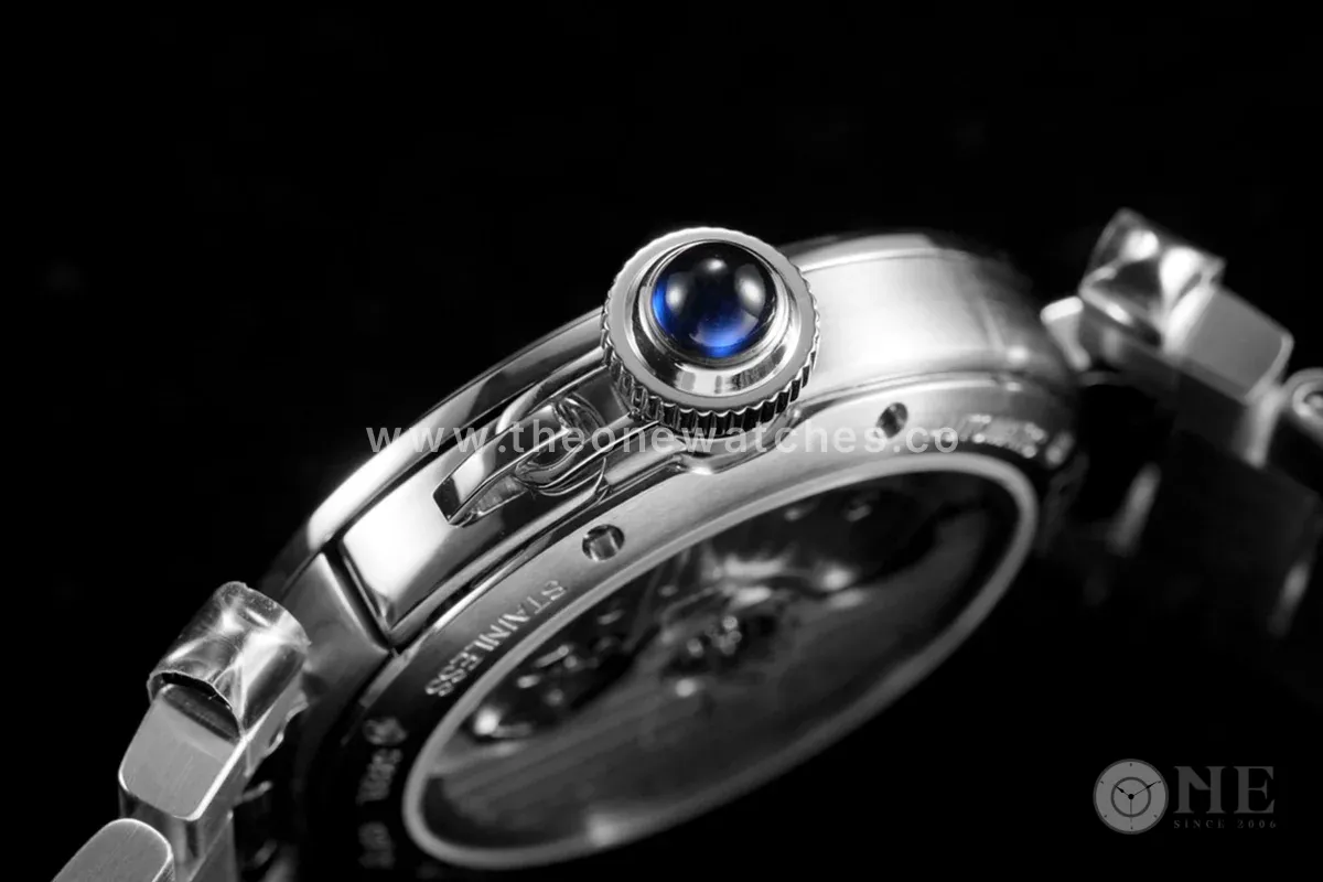 Pasha de Cartier White Dial 35mm with Diamond Bezel in Steel