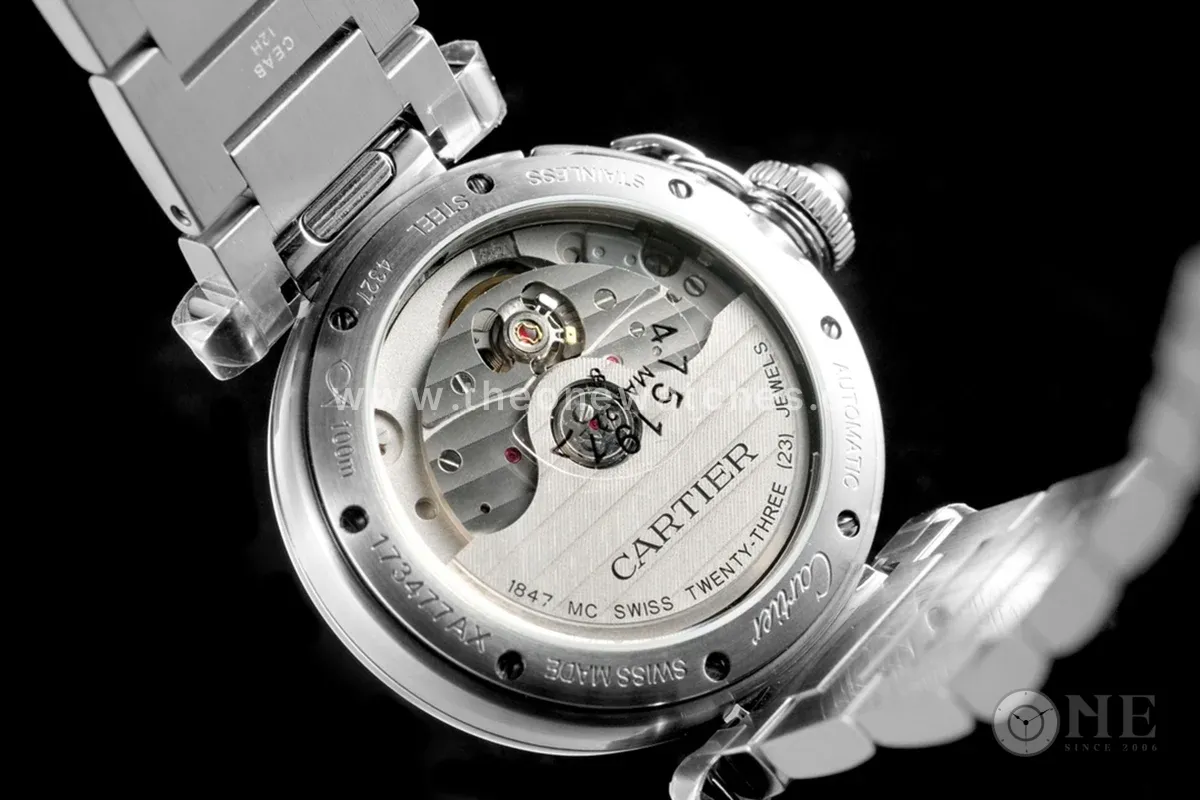 Pasha de Cartier White Dial 35mm with Diamond Bezel in Steel