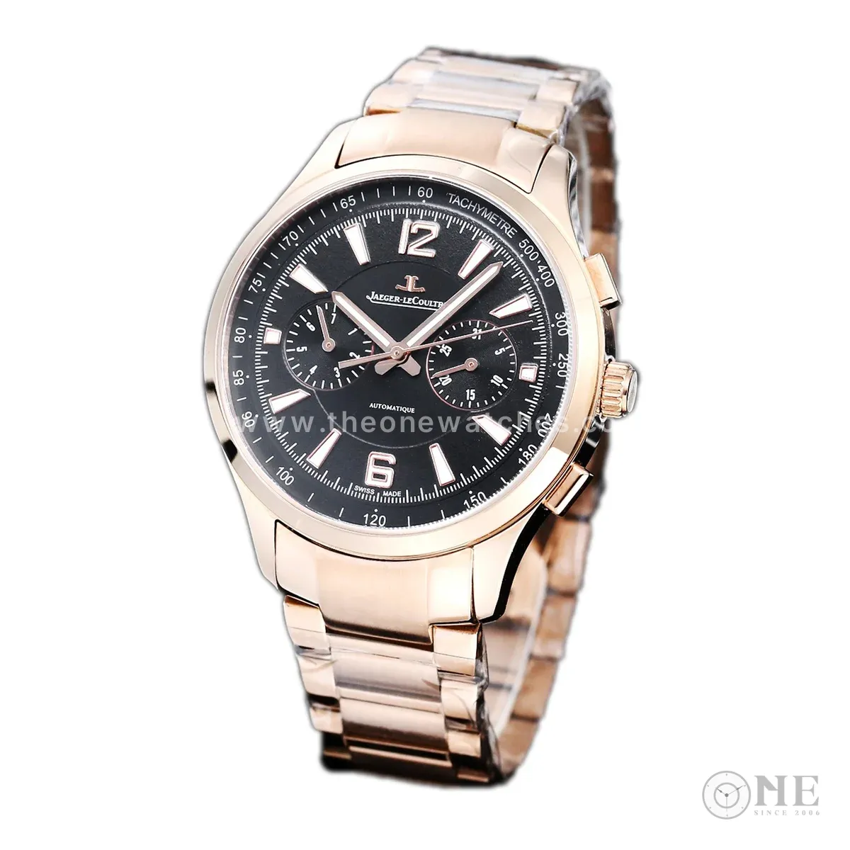 Polaris Chronograph Black Dial in Rose Gold on Bracelet