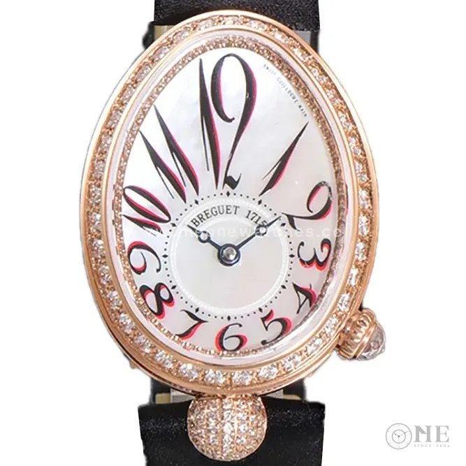 Reine de Naples in Rose Gold 8928BB Black Leather Strap