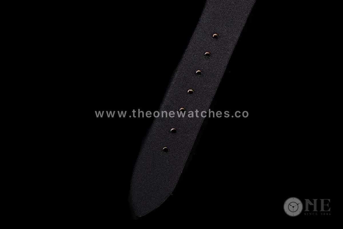 Reine de Naples in White Gold 8918BB on Black Leather Strap
