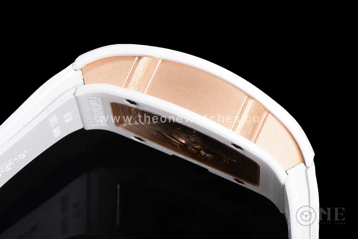 RM 007 Automatic Ladies White Ceramic Diamond Bezel Diamond Jasper