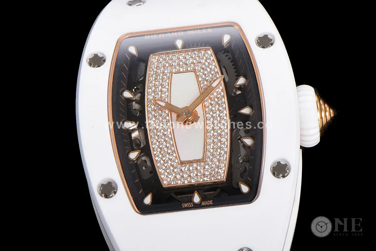 RM 007 Automatic Ladies White Ceramic White Lips