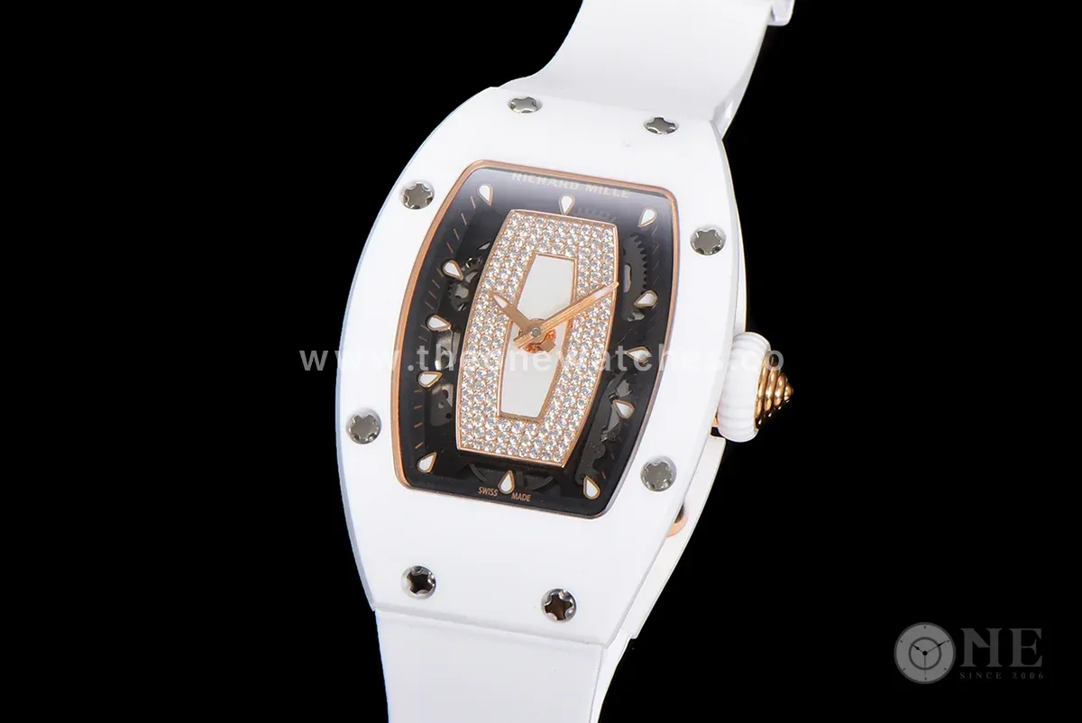 RM 007 Automatic Ladies White Ceramic White Lips