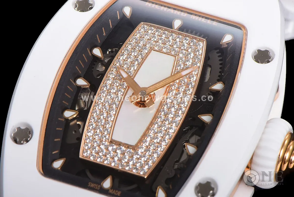 RM 007 Automatic Ladies White Ceramic White Lips
