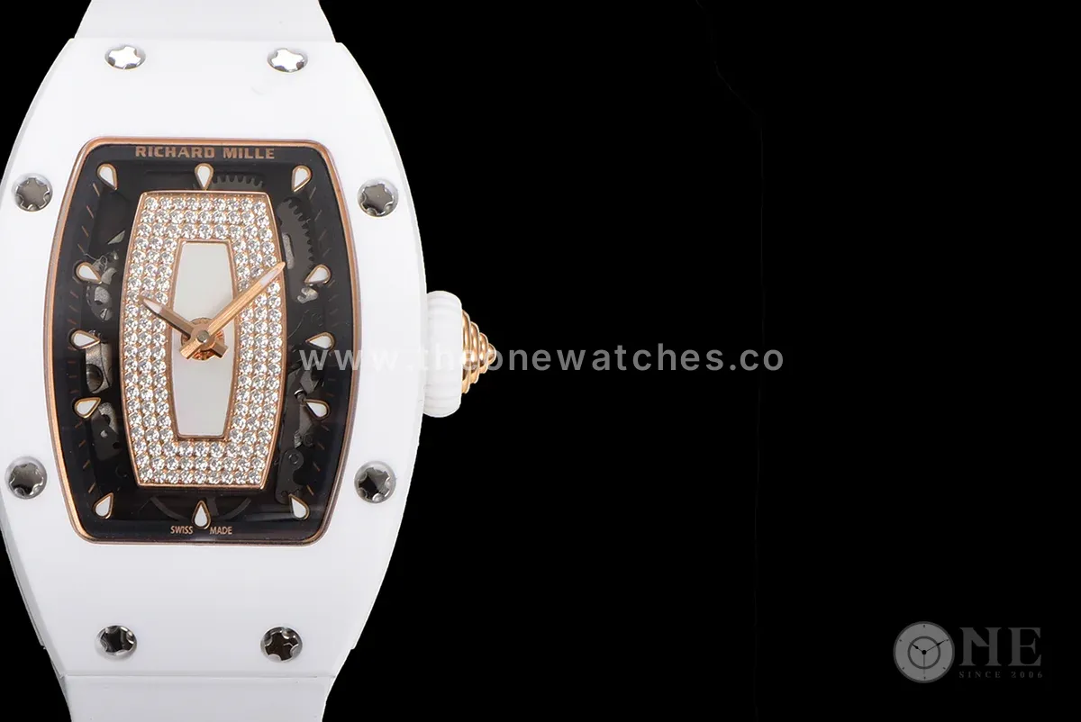RM 007 Automatic Ladies White Ceramic White Lips