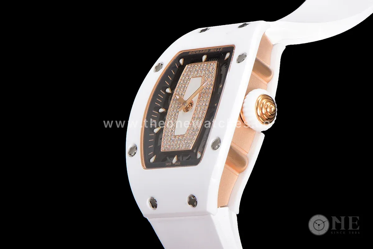 RM 007 Automatic Ladies White Ceramic White Lips