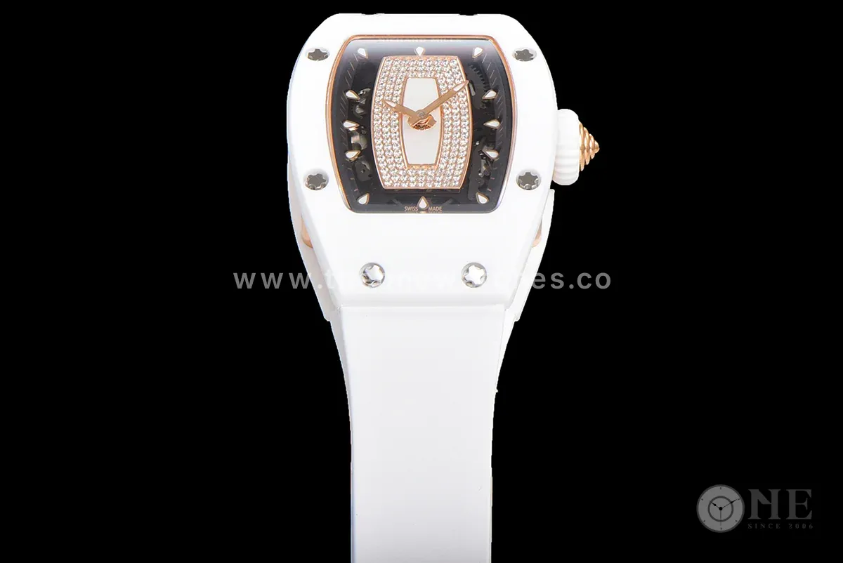 RM 007 Automatic Ladies White Ceramic White Lips