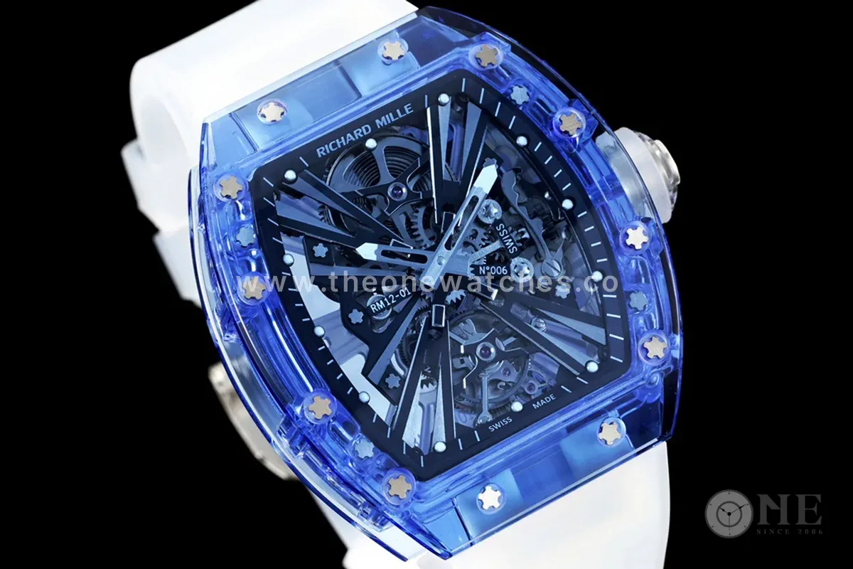 RM 012-01 Tourbillon Blue Sapphire on Transparent Rubber Strap