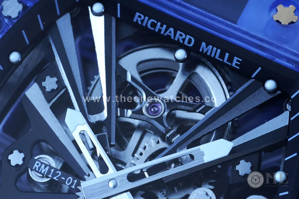RM 012-01 Tourbillon Blue Sapphire on Transparent Rubber Strap