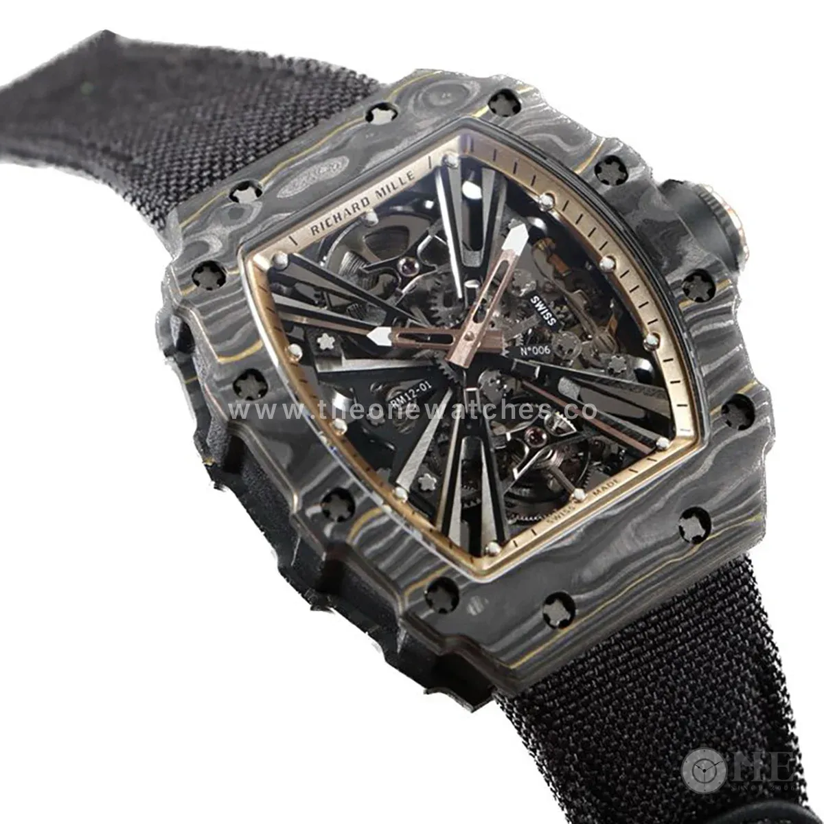 RM 012-01 Tourbillon NTPT Carbon on Black Nylon Strap