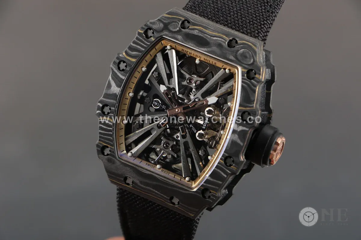 RM 012-01 Tourbillon NTPT Carbon on Black Nylon Strap