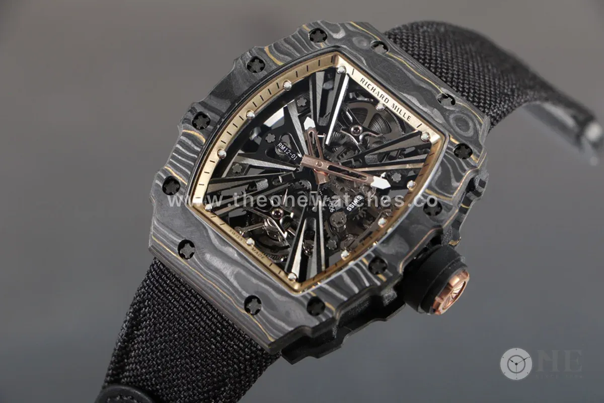 RM 012-01 Tourbillon NTPT Carbon on Black Nylon Strap