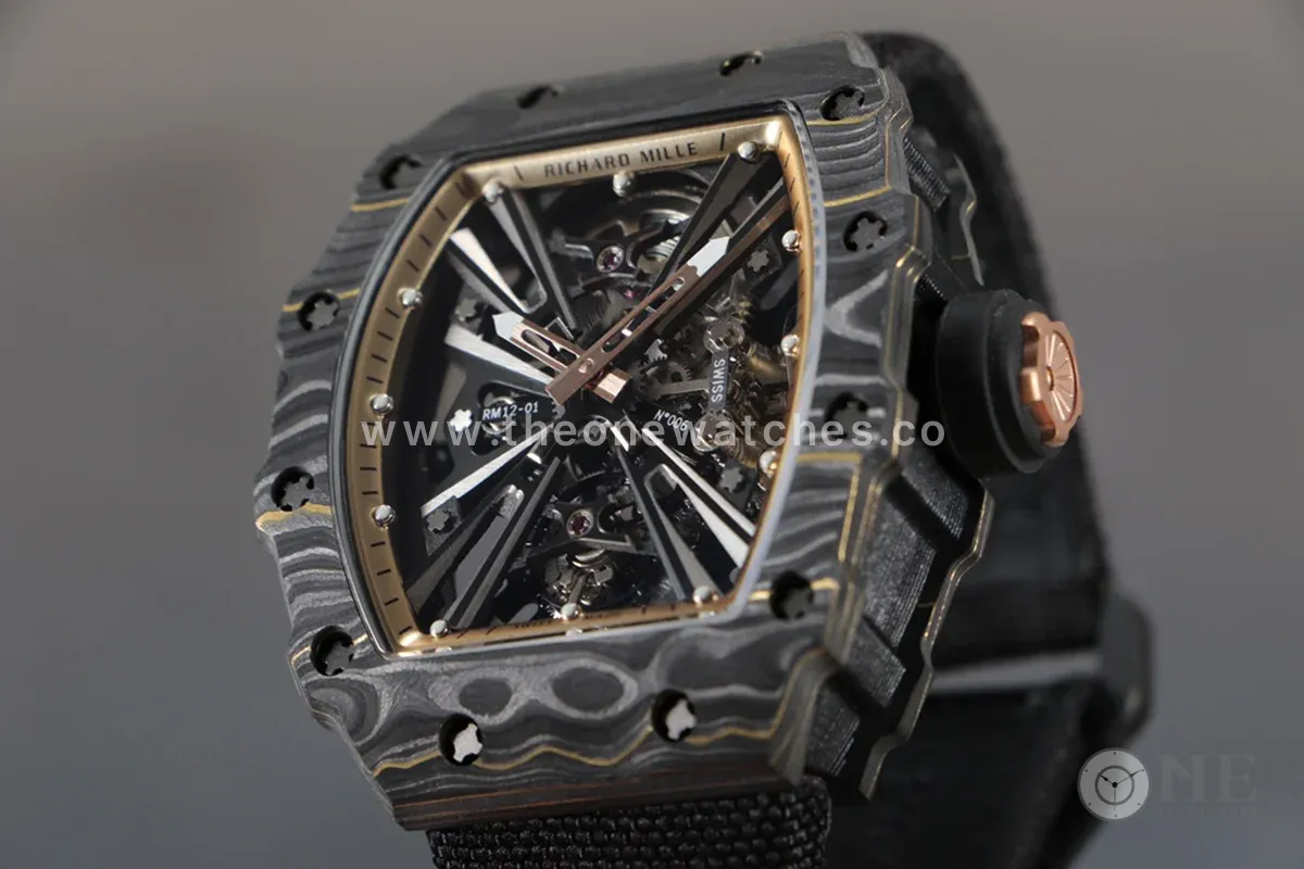 RM 012-01 Tourbillon NTPT Carbon on Black Nylon Strap