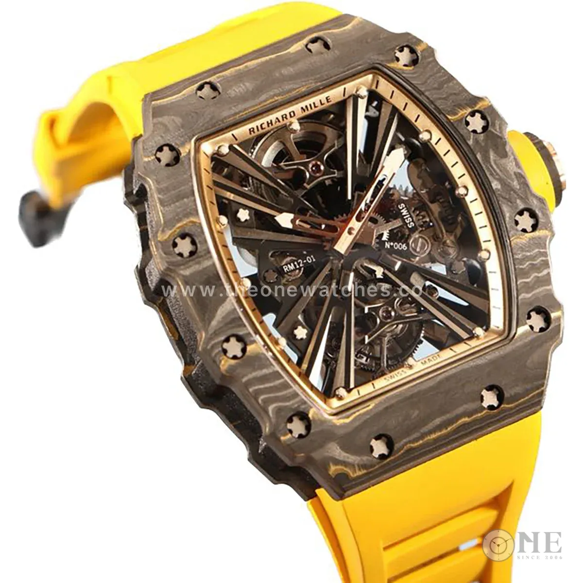 RM 012-01 Tourbillon NTPT Carbon on Yellow Rubber Strap