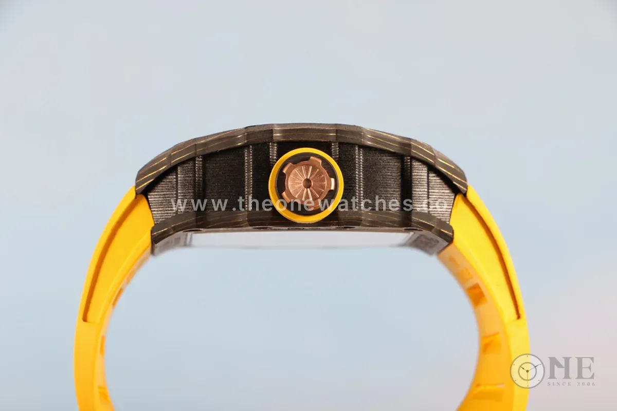 RM 012-01 Tourbillon NTPT Carbon on Yellow Rubber Strap