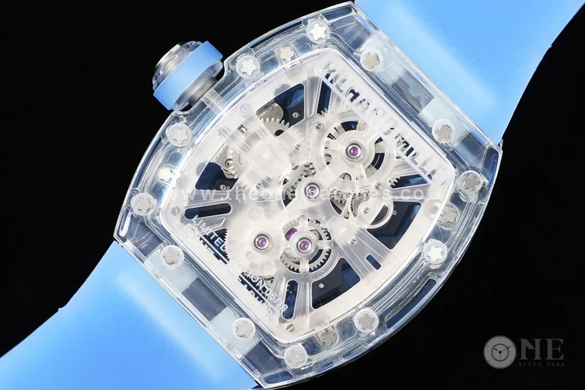 RM 012-01 Tourbillon Sapphire on Blue Rubber Strap