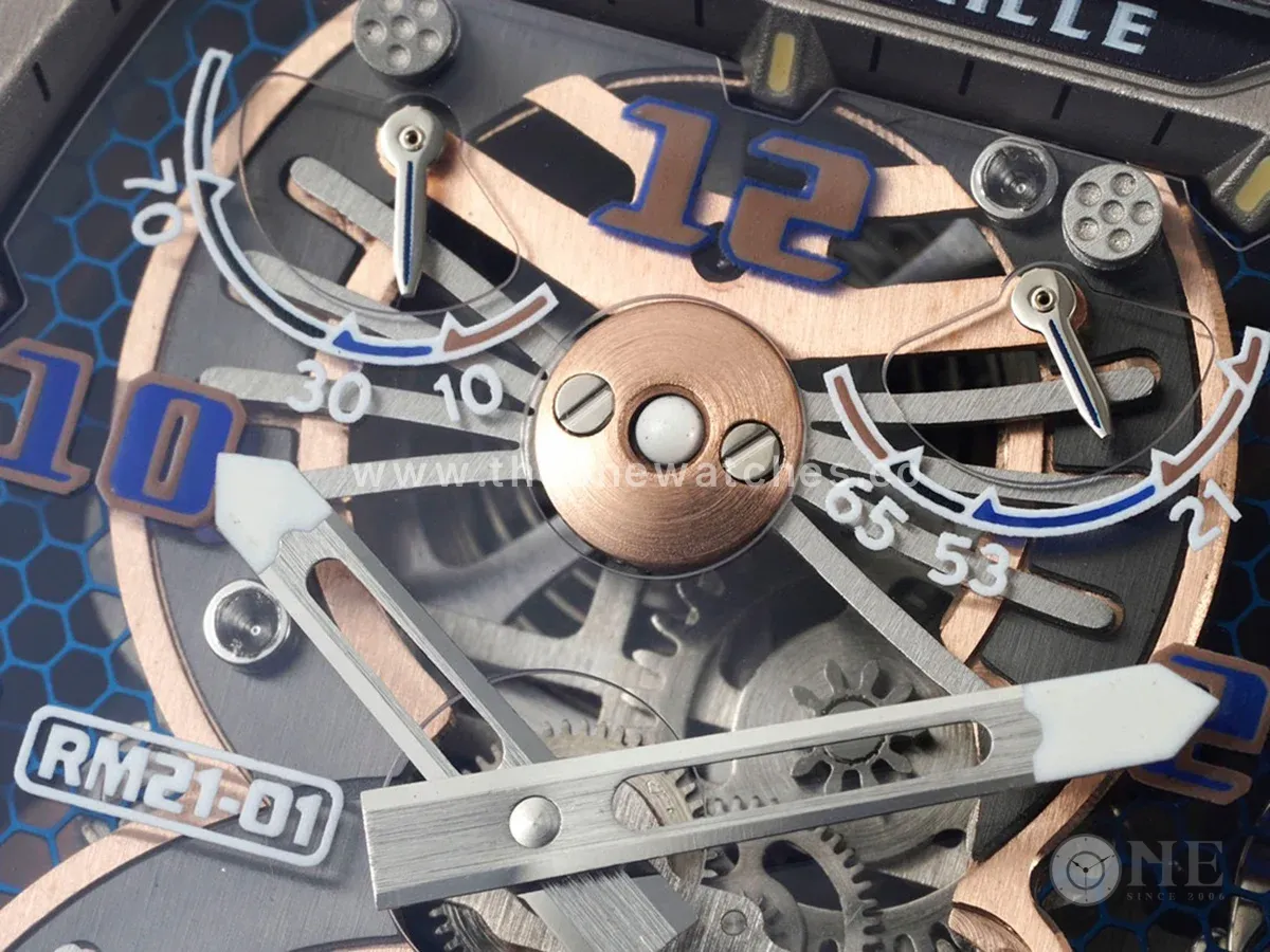 RM 021-01 Tourbillon Aerodyne in Rose Gold on White Rubber Strap