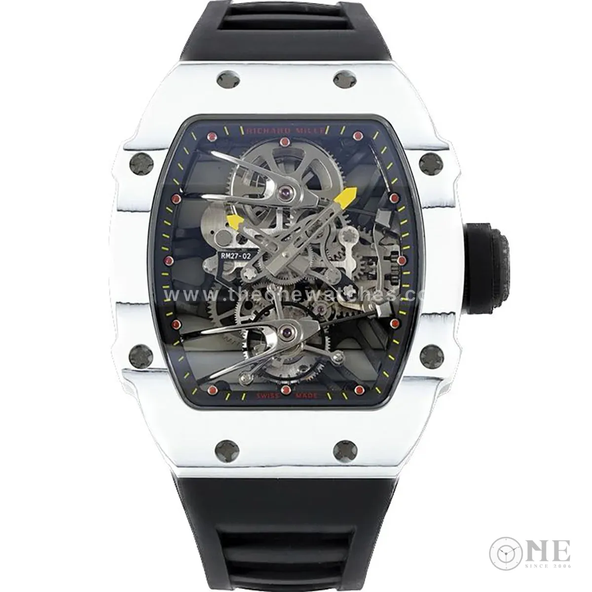 RM 027-02 Tourbillon Rafael Nadal White NTPT on Black Rubber Strap