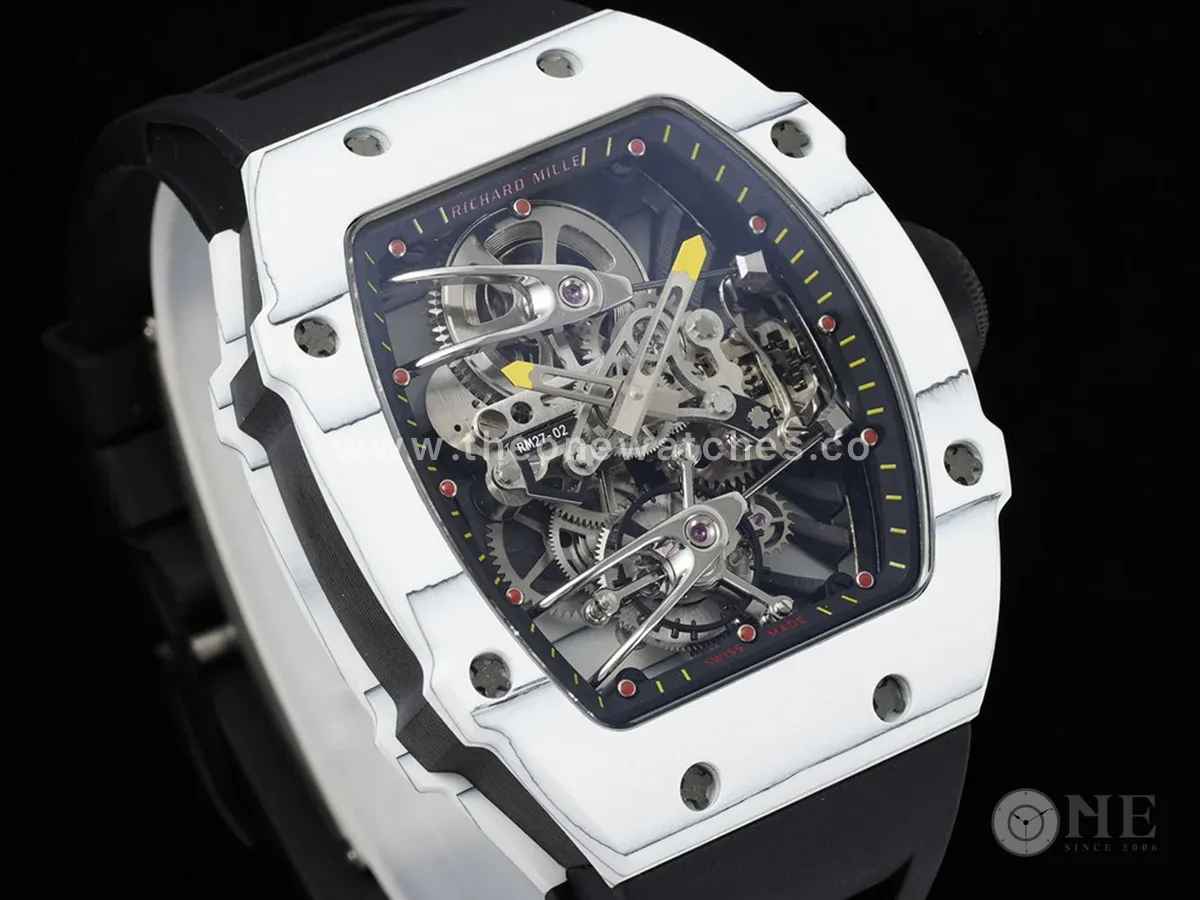 RM 027-02 Tourbillon Rafael Nadal White NTPT on Black Rubber Strap