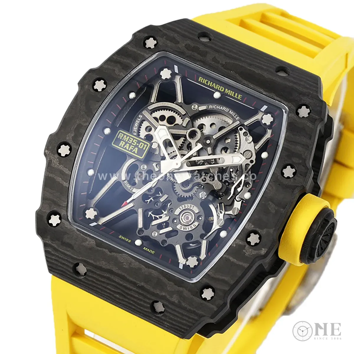 RM 035-01 Rafael Nadal NTPT Carbon on Yellow Rubber Strap (Sonic)