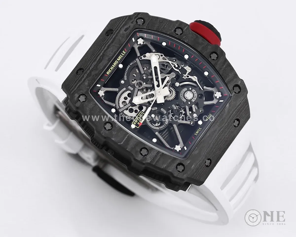 RM 035-01 Rafael Nadal NTPT Carbon White Rubber Strap