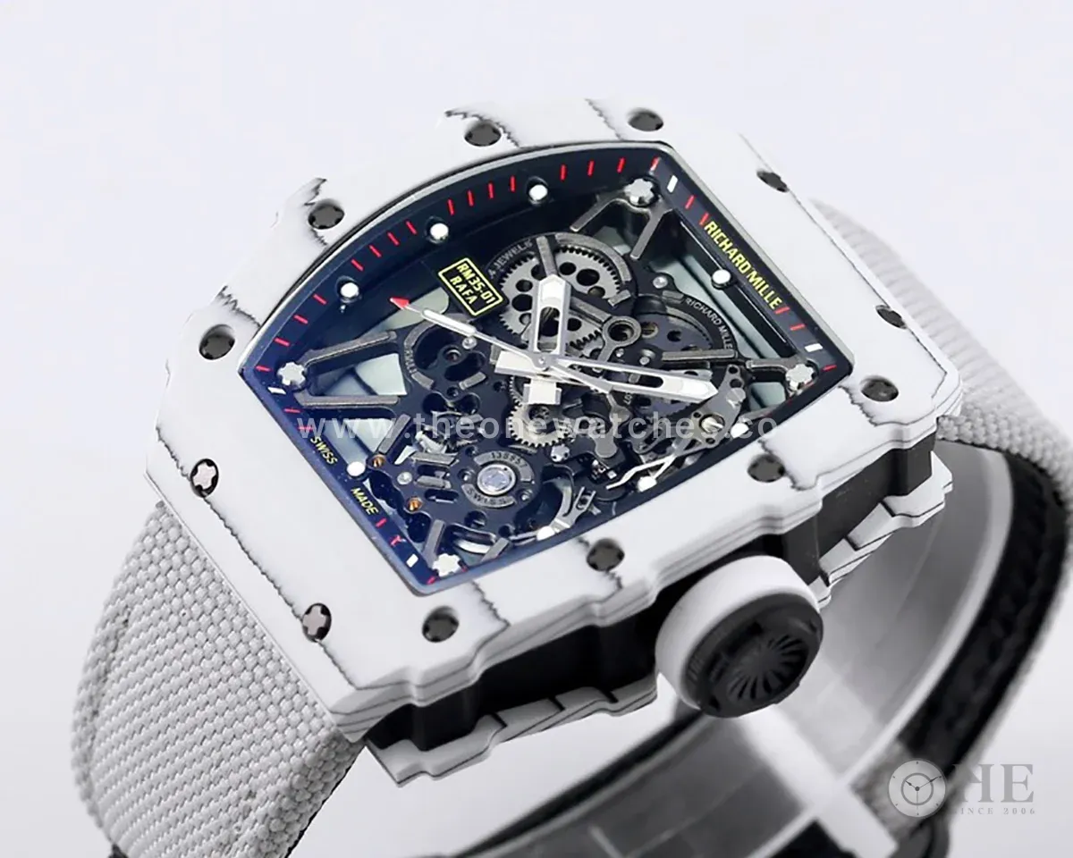 RM 035-01 Rafael Nadal White NTPT on White Nylon Strap