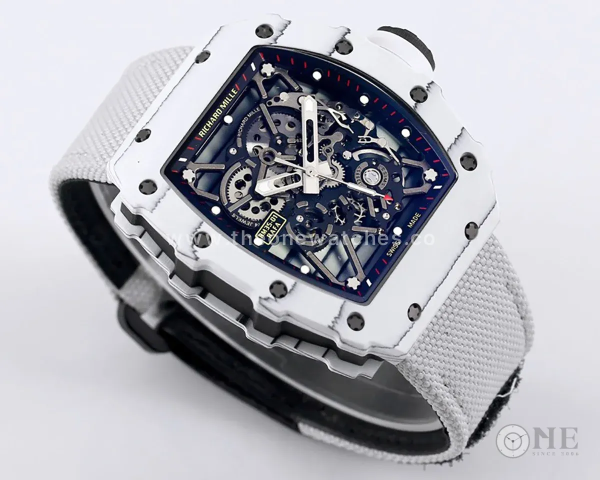 RM 035-01 Rafael Nadal White NTPT on White Nylon Strap