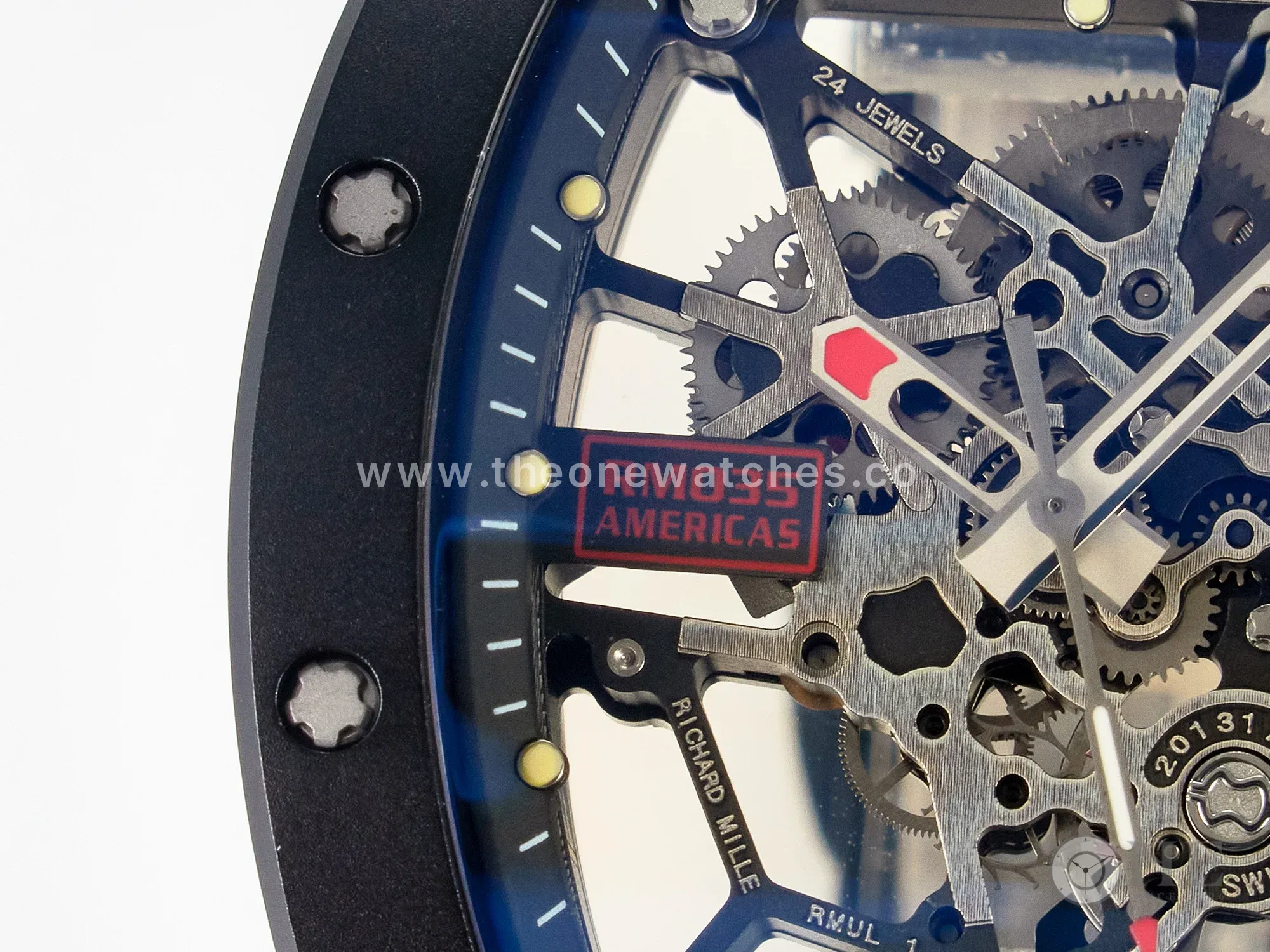 RM035-02 Black Ceramic SONIC Best Edition Skeleton Dial on Black Rubber Strap Clone RMUL1