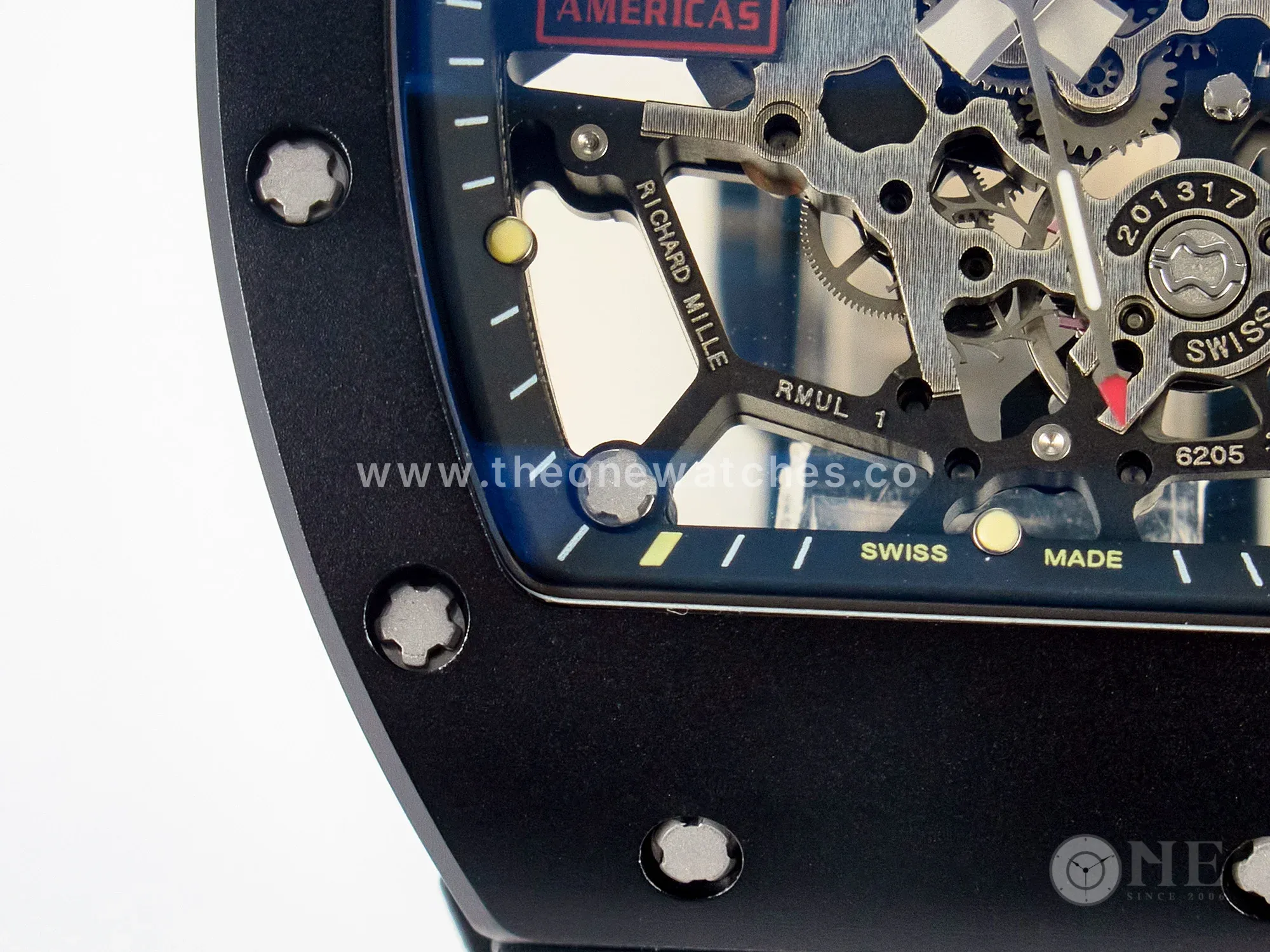 RM035-02 Black Ceramic SONIC Best Edition Skeleton Dial on Black Rubber Strap Clone RMUL1
