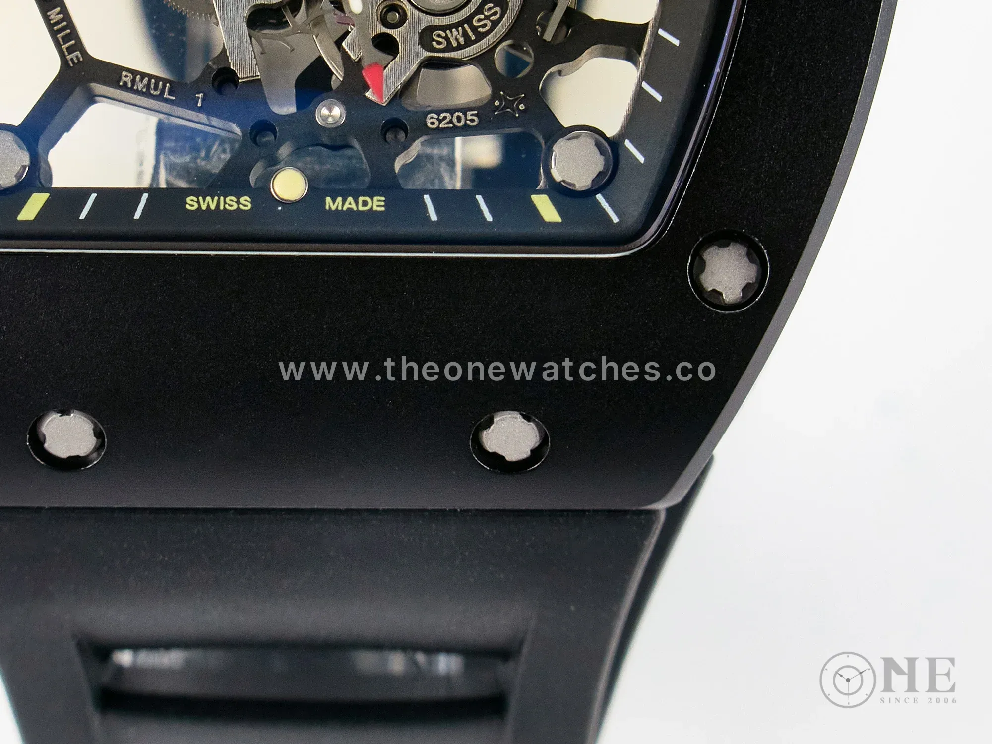 RM035-02 Black Ceramic SONIC Best Edition Skeleton Dial on Black Rubber Strap Clone RMUL1