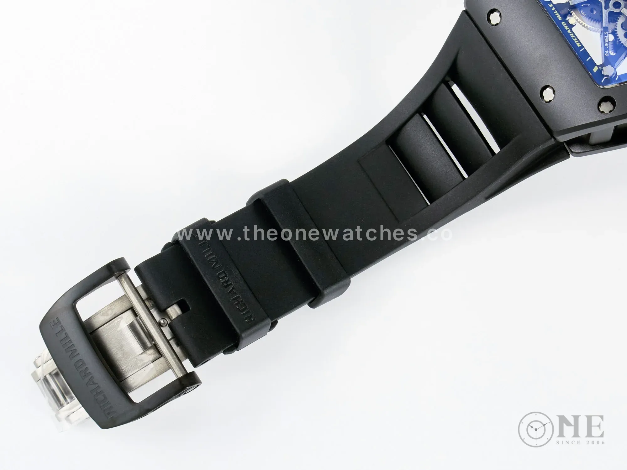 RM035-02 Black Ceramic SONIC Best Edition Skeleton Dial on Black Rubber Strap Clone RMUL1