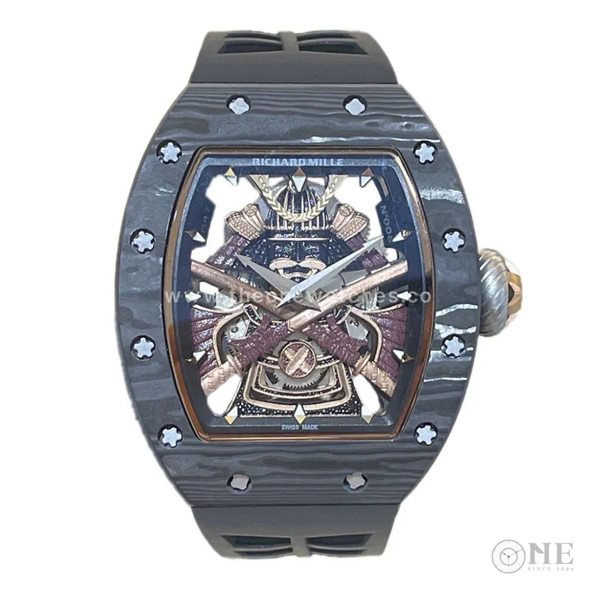 RM047 Tourbillon Samurai NTPT Carbon on Black Rubber Strap