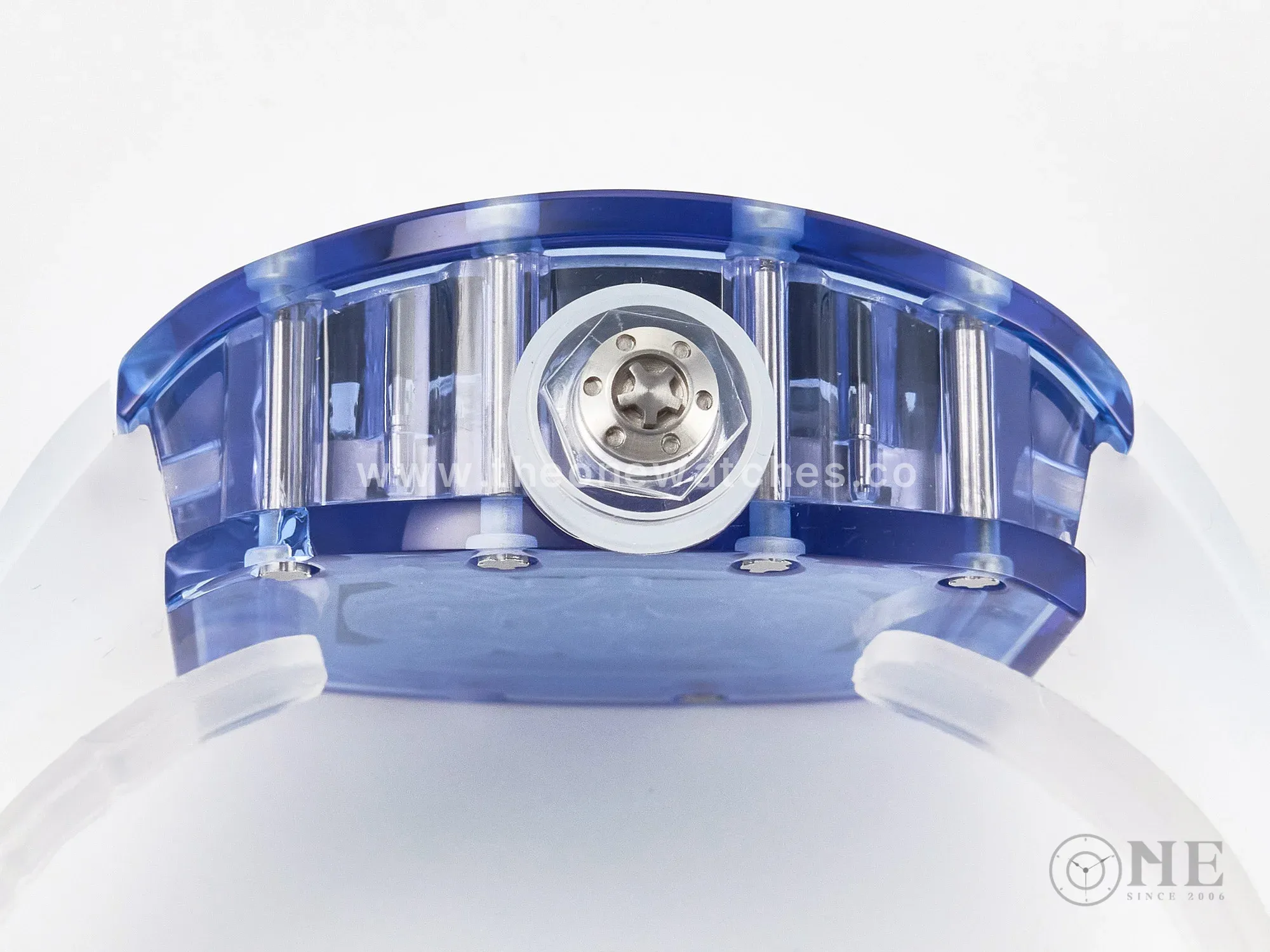 RM52-01 Blue Transparent Tourbillon MSF Best Edition Skull Dial on White Rubber Strap